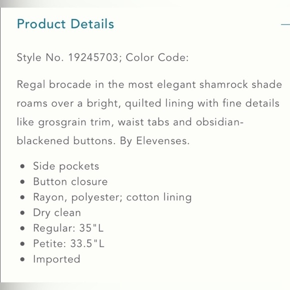 Anthropologie Elevenses Teal Floral Brocade Ruffled Victorian Velvet Peacoat 4 - Picture 9 of 9